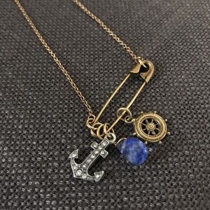 Nautical Charms Safety Pin Necklace